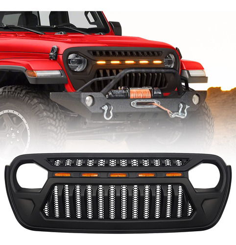 Dkmght Rejilla Frontal Negra Mate Para Jeep Wrangler Jl Jlu