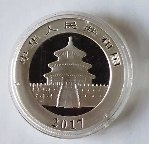 Moneda Panda Chino Plata 999 10 Yuan 2017 30 Grs. Cápsula