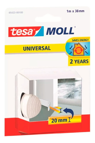 Zócalo Burlete Adhesivo Puerta Tesa Moll 38mm X 1m Color Blanco Tesa Moll Universal