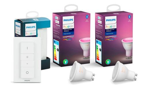 Pack Philips Hue 2 Ampolletas Gu10 Color + Dimmer Switch