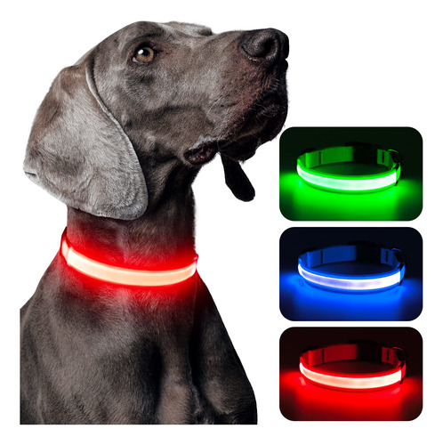 Collar Con Luz Led Para Perro Impermeable, Recargable Por U.