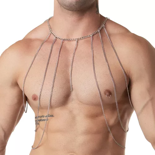 Harness Pride Colar Corpo Masculino Prata Body Chains