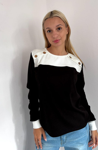 Sweater Combinado Mujer Soluna Moda Morley Frisado