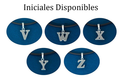 Imagen 5 de 6 de Dije Plata Ley .925 Iniciales Incluye Collar Caucho A · Z