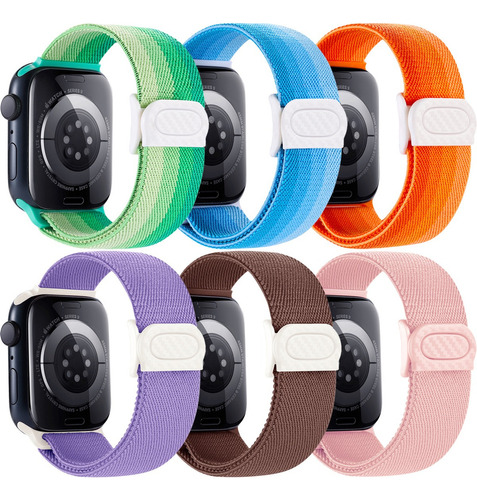 6 Correas Tejido Elástico Para Apple Watch Iwatch Se 9 8 7 6