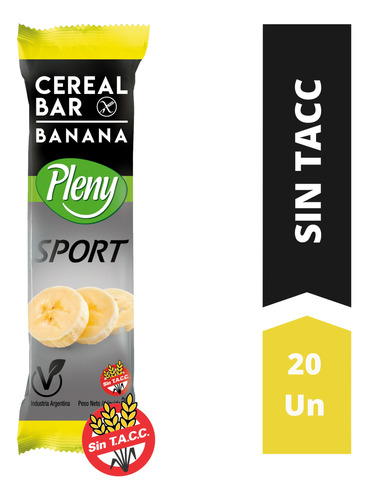 Barras De Cereal Pleny Sport Banana X 20 U. - Sin Tacc 