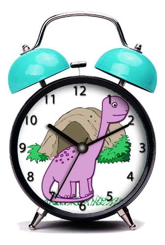 Reloj Despertador Diseño Dinosaurio Color Azul Luz Nocturna