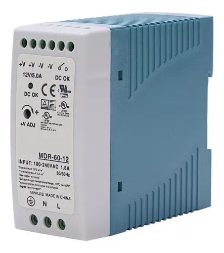  Fuente De Poder Mdr-60-12 Mean Well, 60w: 12vcd 5a