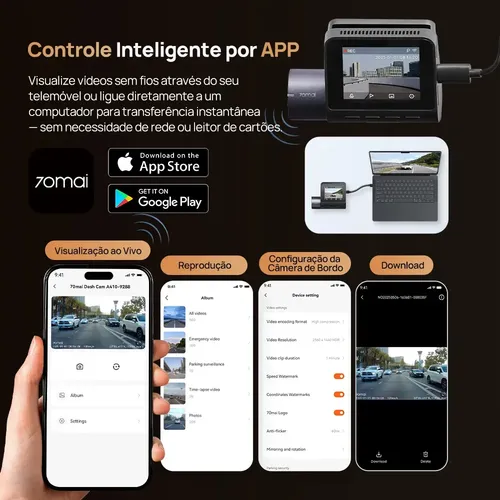Câmera Veicular 70mai A410 Dash Cam 2.5k Hdr 30FPS Com 2'' Tela