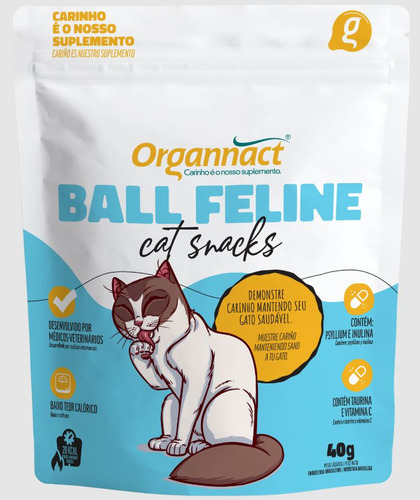 Petisco Para Gatos Ball Feline Cat Snacks 40g Organnact