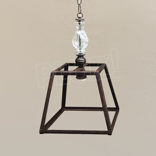 Imagen 4 de 10 de Lámpara Colgante Pirámide Prisma 1 Luz C/vidrio Hierro Óxido