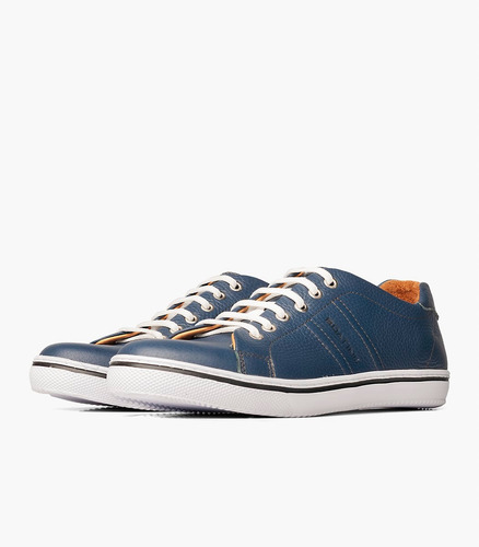 Imagen 2 de 5 de Zapatillas Boating Vintage Azul De Cuero Para Hombre