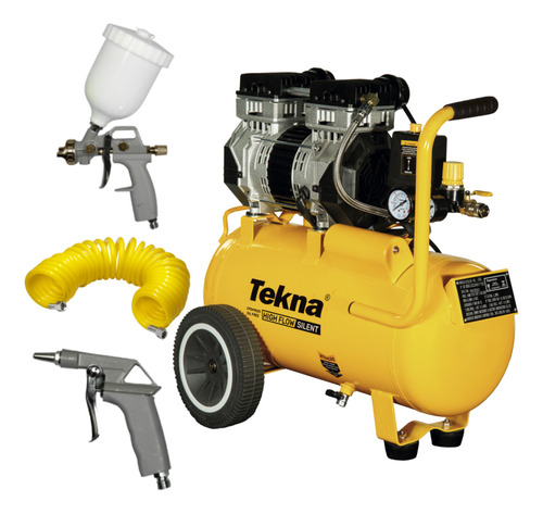 Compressor de Ar 2,5hp 24l Cpsh9025 Silencioso Alto fluxo e Kit Pintura Tekna