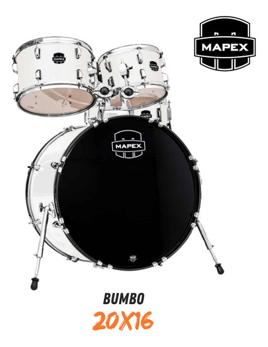 Bateria Mapex Comet White Thin Banco Prodigy Bb20x16 Brinde