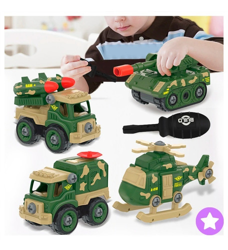 Mini Carro Militar Combate Juguete Ensamblar Vehículo Jg8z