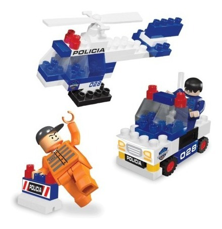 Imagen 2 de 3 de Super Policías Blocky 70 Piezas Comisaría Construir