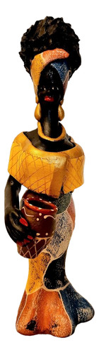 Boneca Africana Veste Faixa Colorida - Artesanato Caruaru