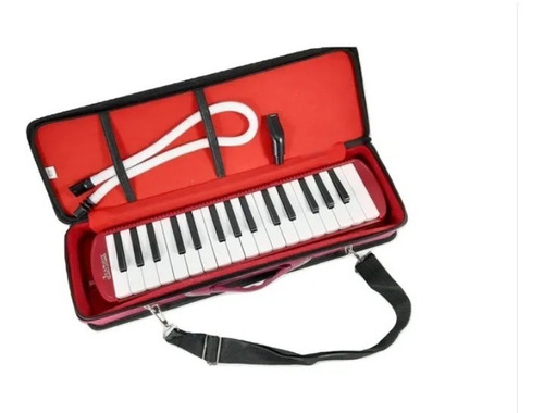 Melodica Escolar Jendrix 32t C/estuche Y Accesorios, Rojo