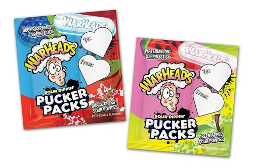 Warheads Sour Pucker Packs Palitos Dulce Polvo San Valentín
