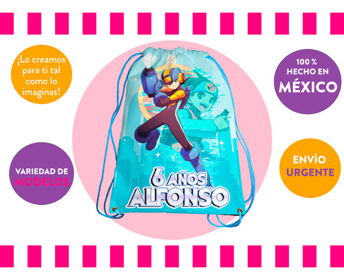 Morralitos Recuerdos Fiesta Cumple Megaman Personalizado 65u