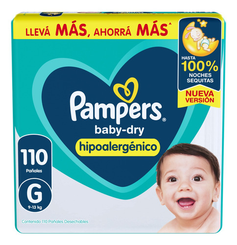 Pañales Pampers Baby-Dry sin género  GPañales Pampers Baby-Dry sin género G x 110 unidades