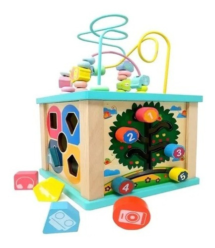 Imagen 2 de 6 de Cubo Didáctico Tipo Montessori Laberinto Reloj Juego Motriz
