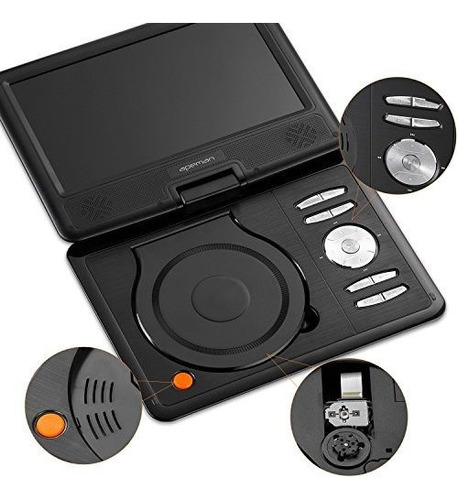 Dvd Portátil Con Pantalla Giratoria Batería Recargable