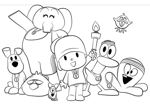 Vamos desenhar e colorir o Pocoyo e seus amigos