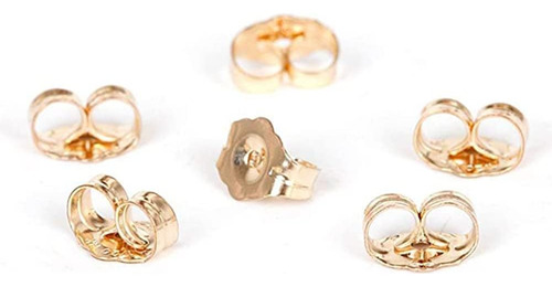 14k Oro Pendiente Backs Ear Locking 6 Piezas Stud Ear A...