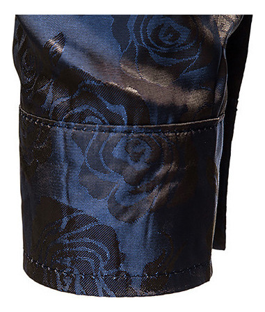 Camisa Hombre Manga Larga Rosa Slim Botón Estampado Moda