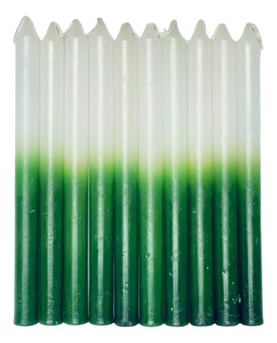 8 Velas Palito - Velas Brancas, Coloridas E Bicolor Com 18cm Cor Branco E Verde