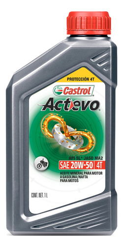 Aceite Castrol Actevo 4t 20w 50 Moto Lubricante Mineral 1 L