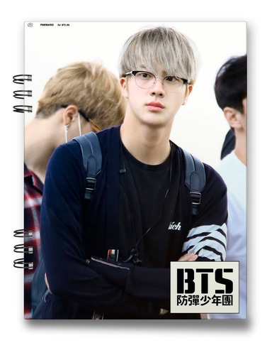 Imagen 3 de 5 de Bts Cuaderno Jin 15x20 Cms Media Carta 100 Hojas Cuadros