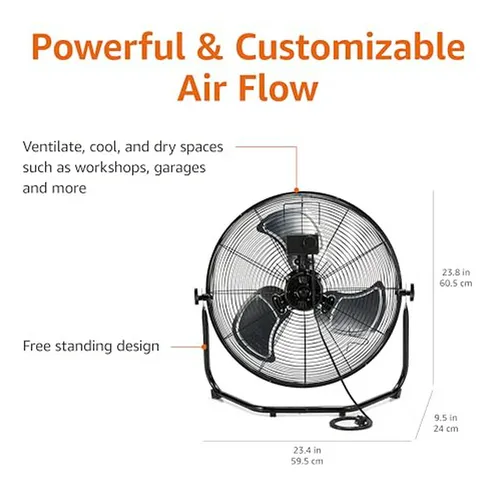 Ventilador Industrial Amazon Basics 20 Con 3 Velocidades, C