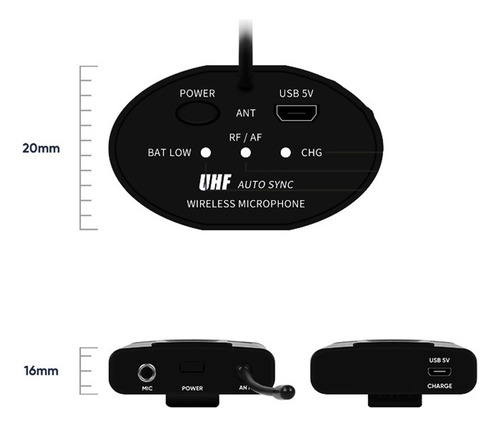 Portátil Sem Fio Mini Receptor Headset Transmissor Lavalier