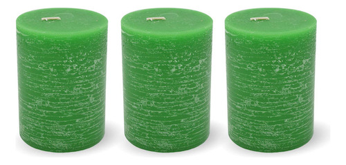 Juego De 3 Velas Verdes Sin Perfume De 4 Pulgadas De Alto | 