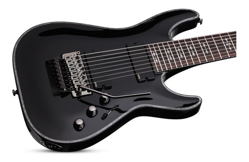 Guitarra eléctrica Schecter Hellraiser C-8 FR de caoba black brillante con diapasón de palo de rosa