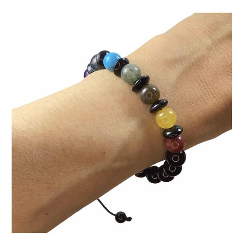 Pulsera 7 Chakras Y Obsidiana. Hombre / Mujer