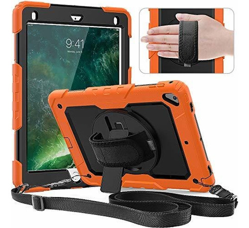 Funda Con Protector De Pantalla Para iPad 9,7 2018 (naranja)