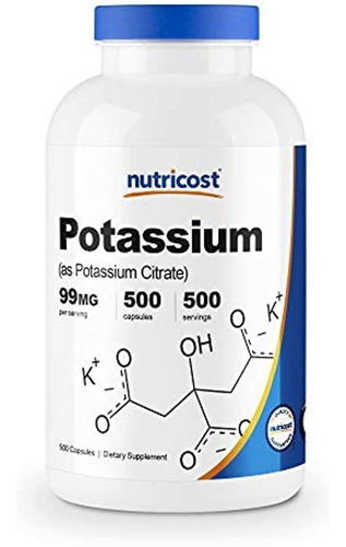 Nutricost Citrato De Potasio 99 Mg, 500 Capsulas