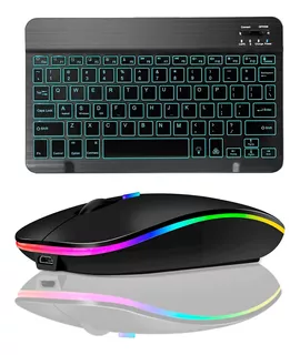 Teclado Abnt2 Mouse Luz Para Galaxy Tab A7 Lite S7 iPad 8 9