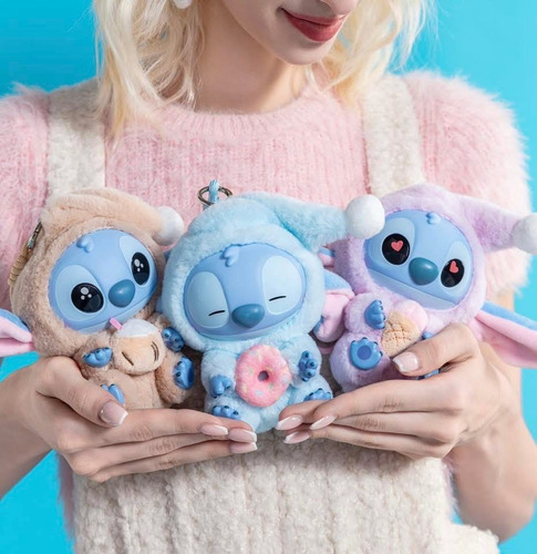 6 Llavero Stitch Peluche Sorpresa Eat Something Before Sleep Azul