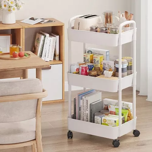 Estante organizador para cocina multiusos con asas y 4 niveles Blanco  GENERICO