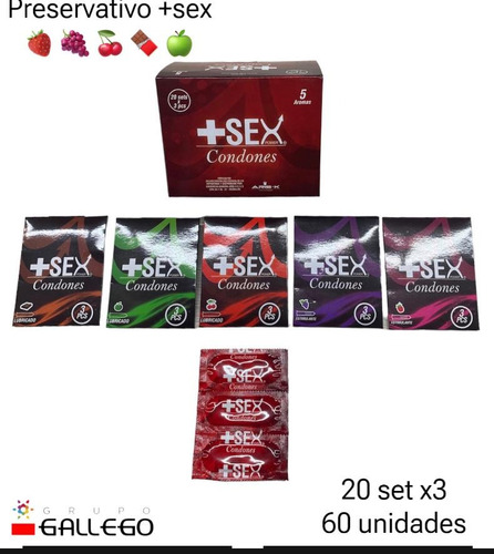 Condones +sex 20 Set X3.  60 Unidad - Unidad a $267