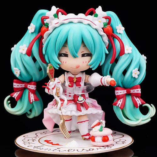 Figura Articulada Pastel Fresas Mini Hatsune Miku 11cm