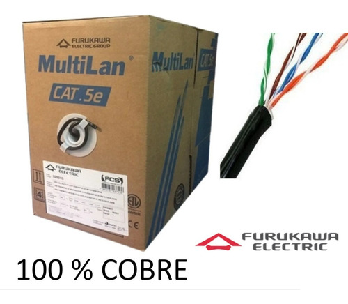 Bobina Cable Furukawa Exterior 100% Cobre Rollo Utp 305mts