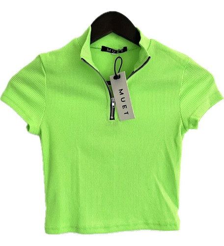 Remera Crop Top Verde Fluo Muet Talle S