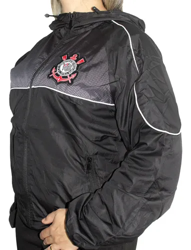 Corta Vento Feminino Corinthians Com Capuz E Bolso Original