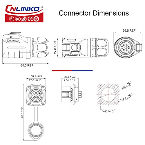 Conector Impermeable Industrial Cnlinko Lp-20 Ip67 Circular