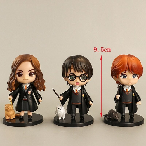 Imagen 3 de 3 de Set 6 Figuras Harry Potter - Escobas Y Mascotas